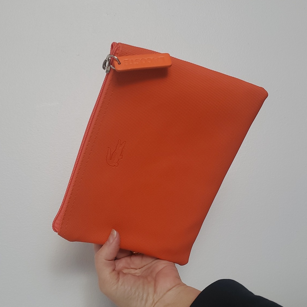 Lacoste Travel Toiletry Cosmetic Makeup Orange Clutch Bag - Picture 7 of 10